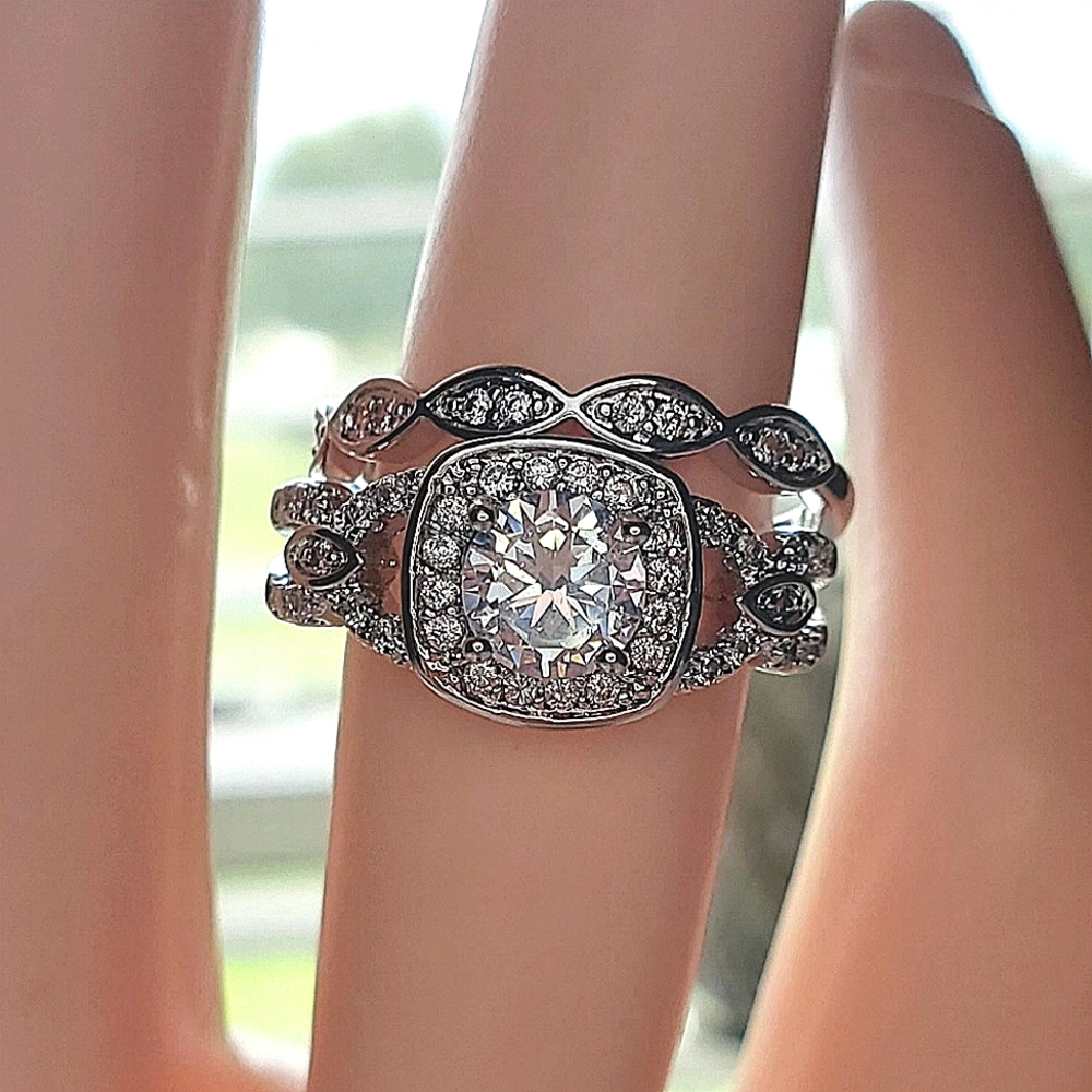 CZ Diamond Wedding Ring Set